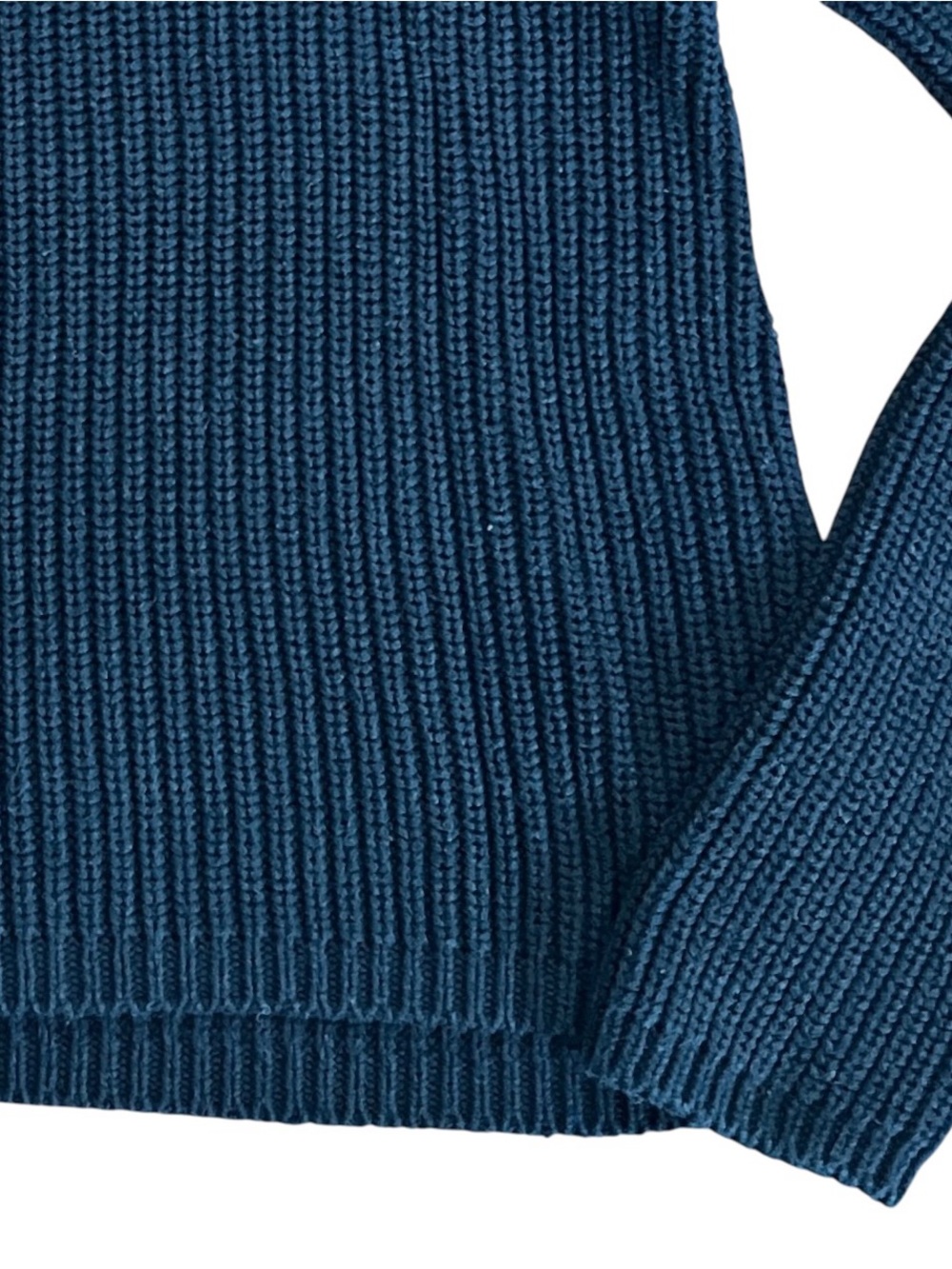 Quince Fisherman Knit Sweater Small Navy Organic Cotton Ribbed Crewneck Coastal - Picture 7 of 10